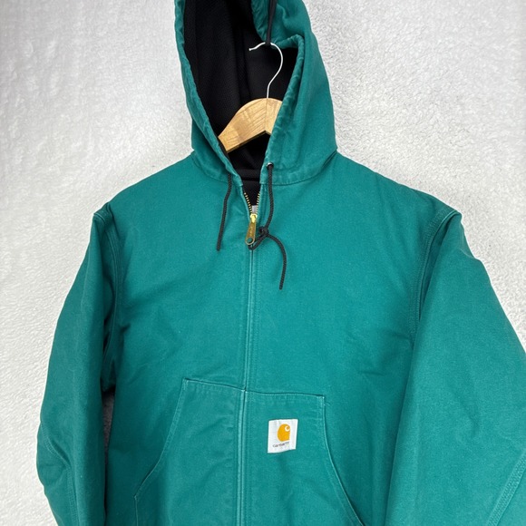 Carhartt Duck Active Jacket Thermal Lined Mens Medium JR132 J03 AQU Aqua Blue - Picture 14 of 15